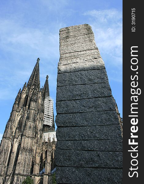 Sculpture in front of the Cologne Cathedral, Germany.