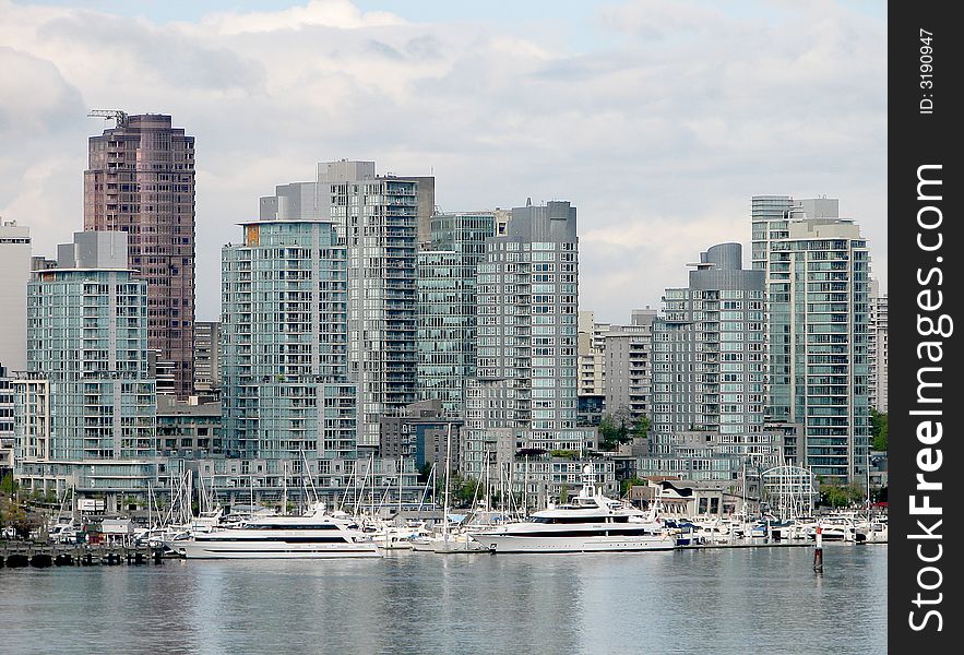 Two luxurious yachts docked in Vancouver. Two luxurious yachts docked in Vancouver