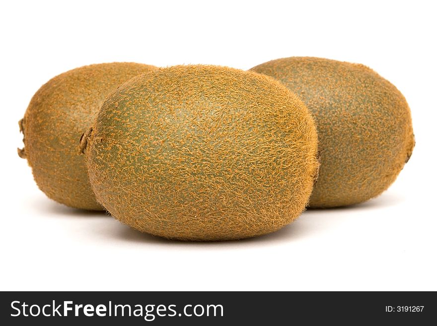 Close up of kiwi fruits isolated on a white background