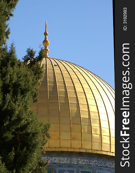 Gold Dome of the rock (The Mosque of Omar )  in Jerusalem holy old city