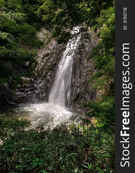 Lush waterfall near Japanese city of Kobe. Lush waterfall near Japanese city of Kobe