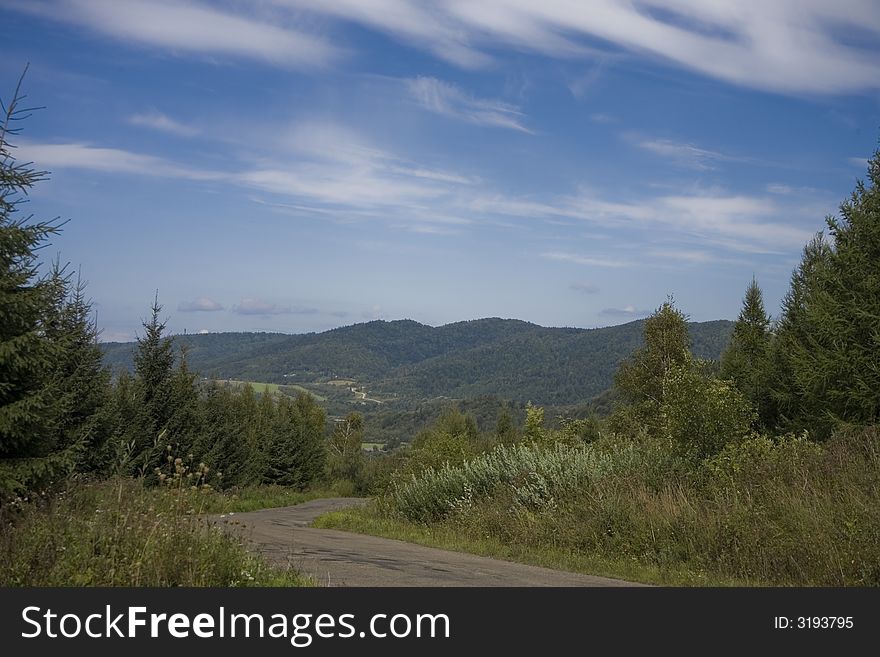 Scenery of Nature with mountains and stream