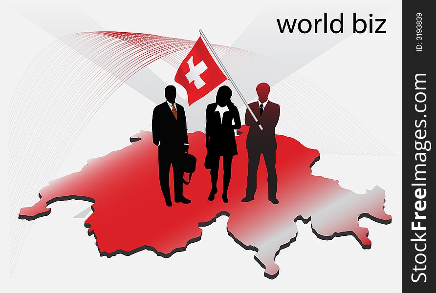 Illustration of business people with Switzerland map