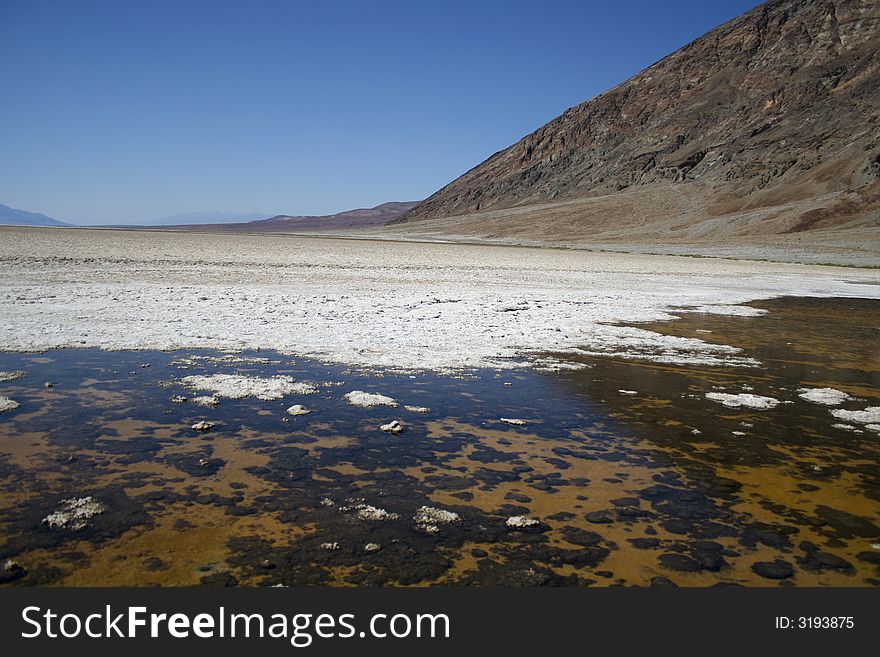 An horizontal view of a Death Valley water mirage. An horizontal view of a Death Valley water mirage