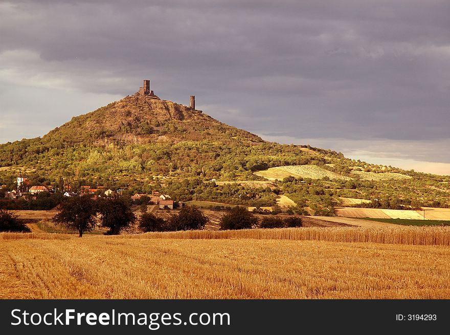 Ruin Of Gothic Castle On Peak