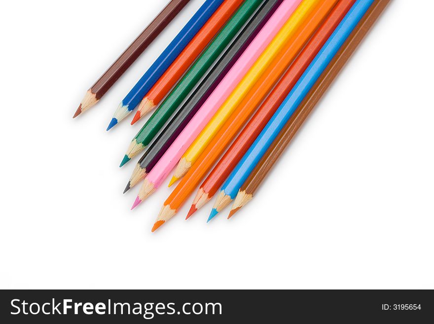 Color pencils on an isolated background