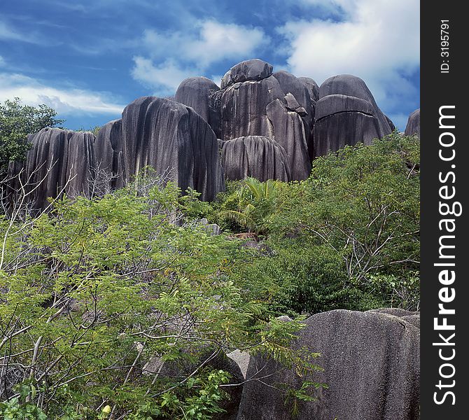 Rock formations on Seychelles islands