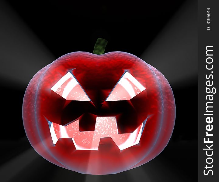 Pumpkin - a symbol of a holiday - halloween. A bloody environment with effective illumination