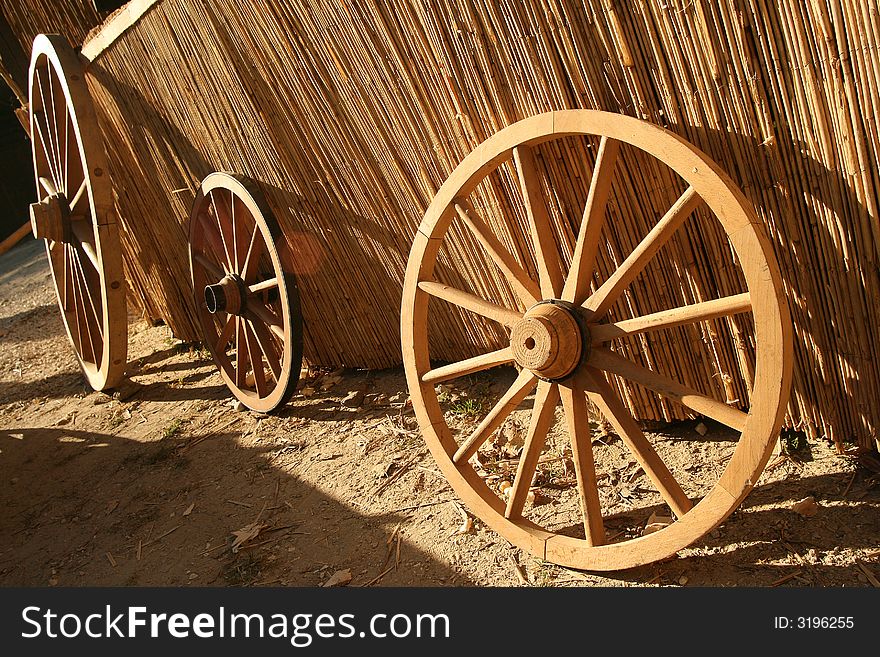 Close up on an retro wagon wheel