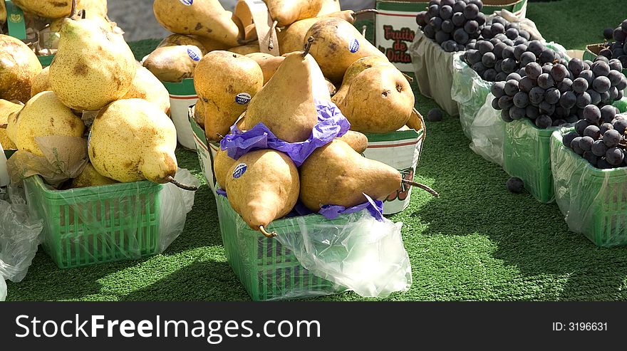 Assortment of fruit in an open air market. Assortment of fruit in an open air market