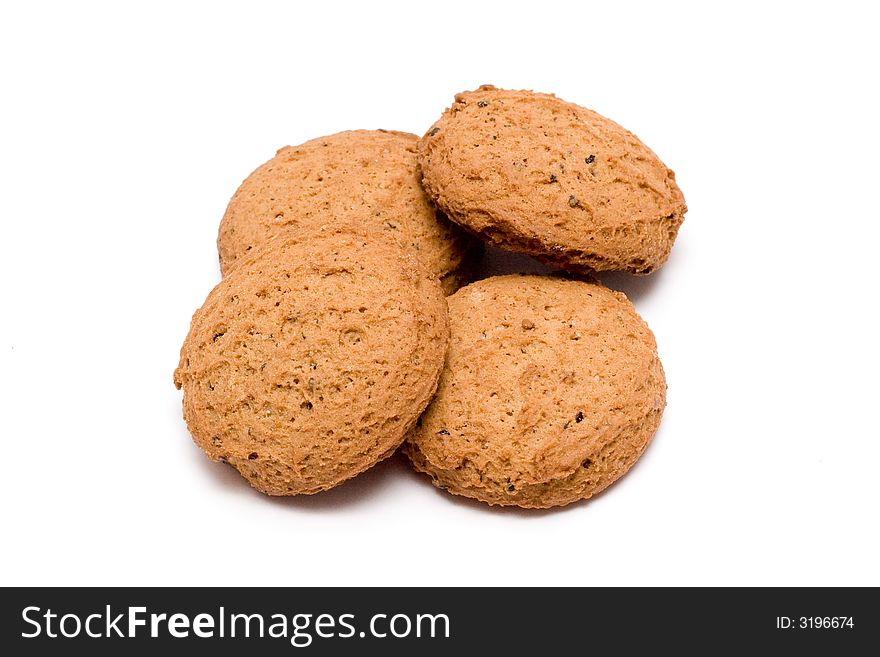 Four biscuits isolated on white background