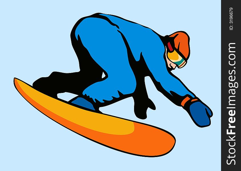Vector art on the extreme sport of Snowboarding