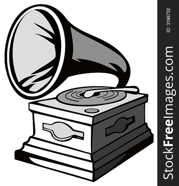 Vector art of a Phonograph on white background