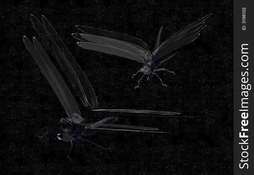3d render of military dragonflies with stars. 3d render of military dragonflies with stars