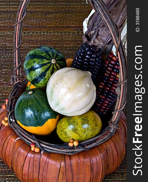 Halloween Decorations in a small basket