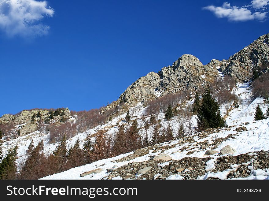 A clean view of Alpes with snow and a blue sky.Copy space. A clean view of Alpes with snow and a blue sky.Copy space