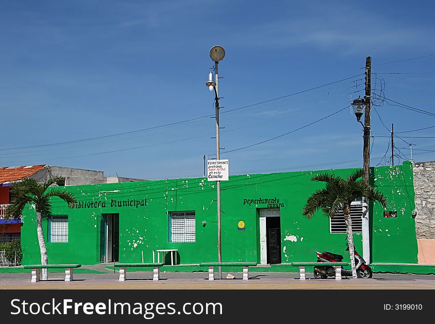 Green building of municipal library in mexico. Green building of municipal library in mexico