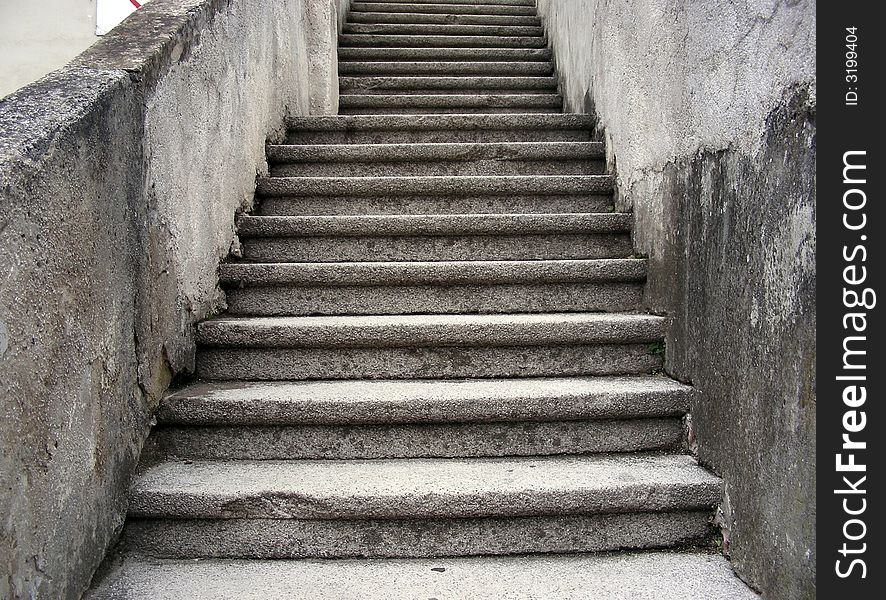 Old long concrete steps in the backyard. Old long concrete steps in the backyard