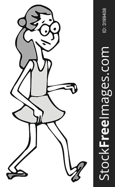 Art illustration: a thin girl