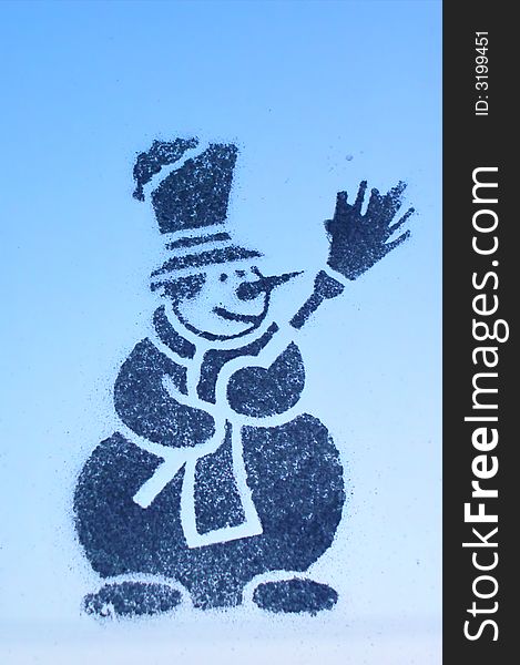 Stenciled Christmas decoration - happy snowman