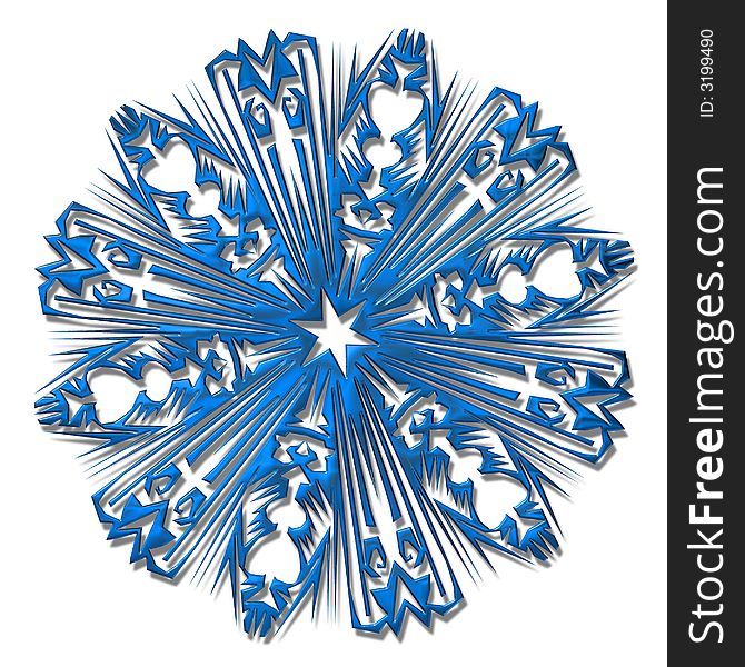 Unique, unusual 3d snowflake illustration