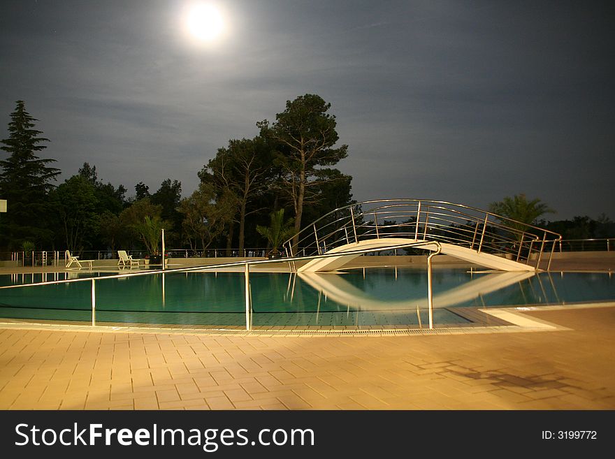 Swimming Pool At Night