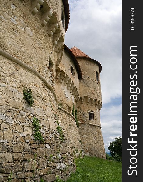 Castle on a hill in Veliki Tabor, Croatia. Castle on an overcast day.