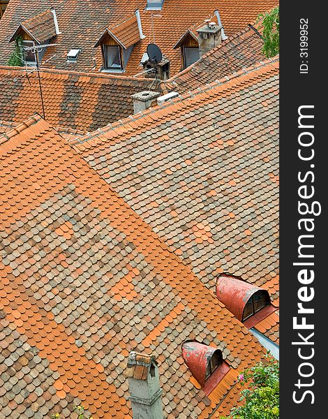 Red roofs in old part of Zagreb