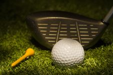 Golf Ball With Club And Tee Stock Image