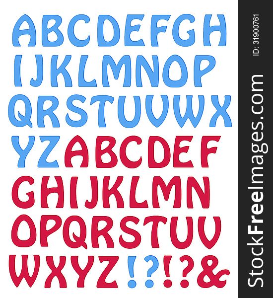 Blue And Red Hobo Style Letters