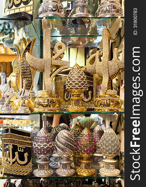A variety of luxury gifts offered for sale at the Grand Bazaar i