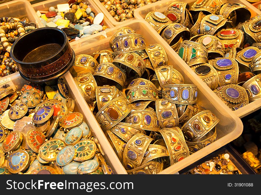 Oriental Jewelry Sold In The Grand Bazaar In Istanbul