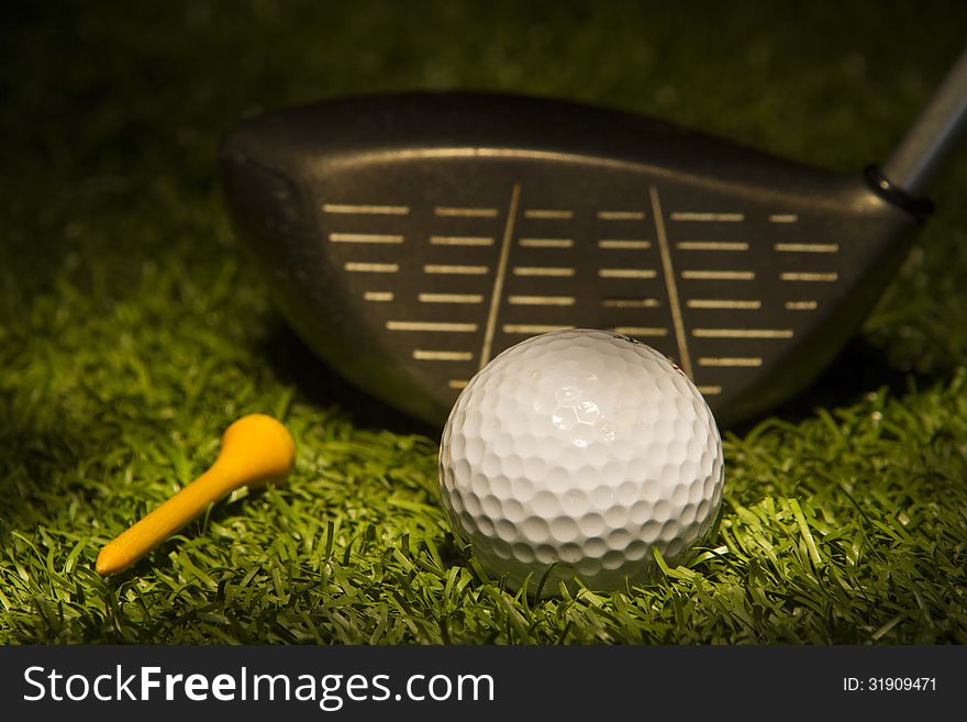 Golf Ball with Club and Tee