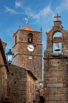 Monsanto Village With The Bell Tower / Portugal Stock Photos