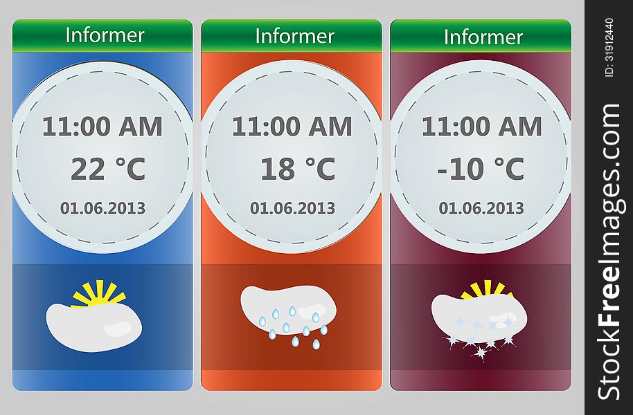 Three templates for weather informer. Three templates for weather informer