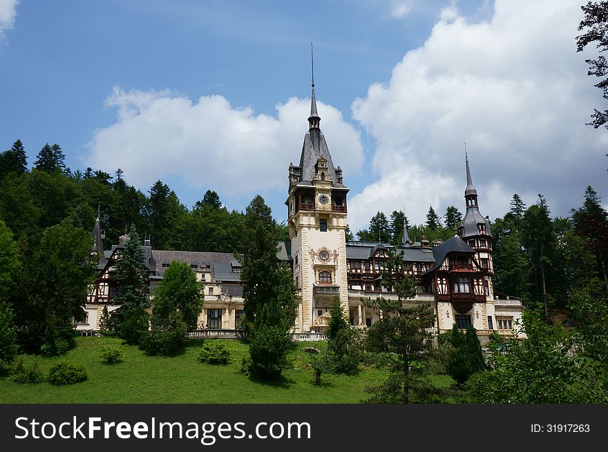 Peleș Castle - a Neo-Renaissance castle in the Carpathian Mountains, near Sinaia, in Prahova County, Romania, built between 1873 and 1914. Its inauguration was held in 1883. Peleș Castle - a Neo-Renaissance castle in the Carpathian Mountains, near Sinaia, in Prahova County, Romania, built between 1873 and 1914. Its inauguration was held in 1883.