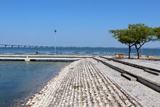 Parque Das Nações Footpath And Vasco Da Gama Bridge. Lisbon Royalty Free Stock Photos Parque Das Nações Footpath And Vasco Da Gama Bridge. Lisbon Royalty Free Stock Photos