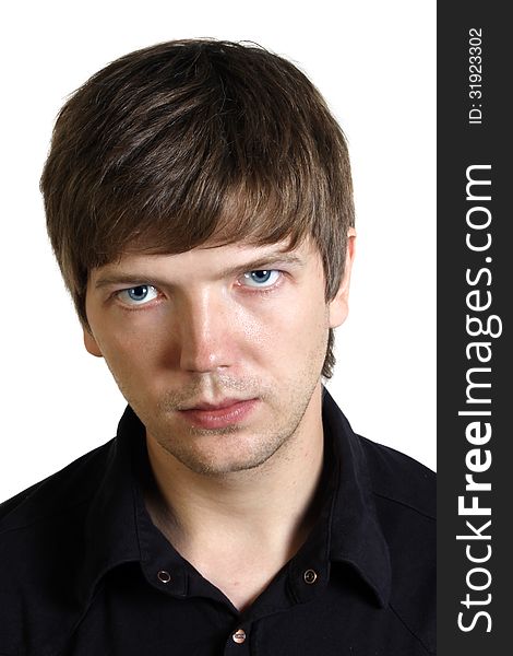 Portrait of handsome caucasian man on white background