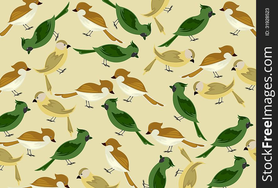 Colorful birds cartoon pattern background