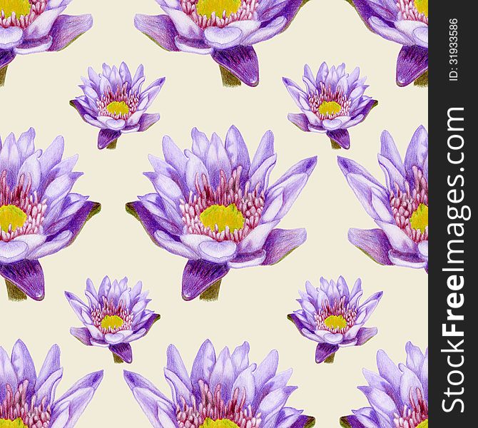 Bright pencilled lilac lotus pattern. Bright pencilled lilac lotus pattern