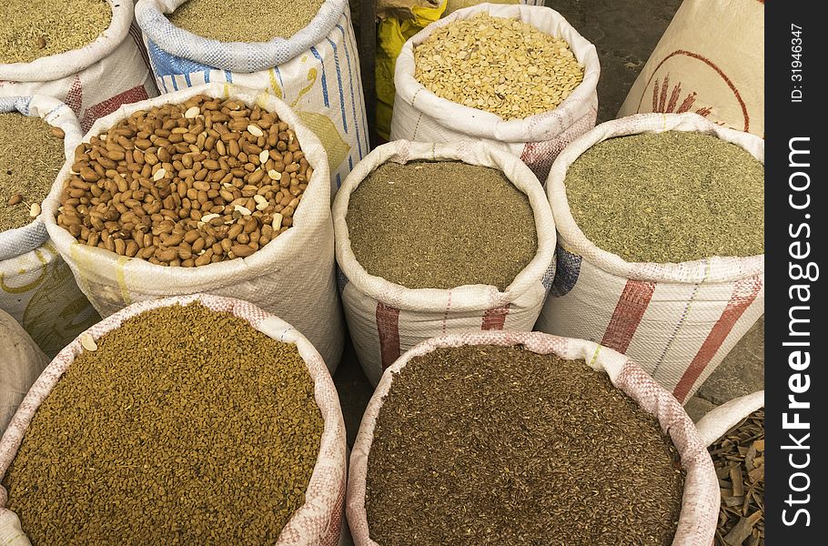 Spices on the market place on the street. Marocco. Spices on the market place on the street. Marocco