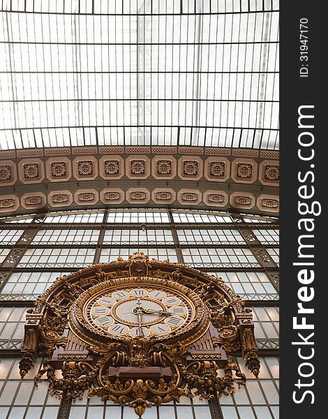 Large Ornate Railway Clock In Orsay, Paris