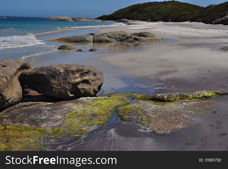 Smooth rocks on a sandy beach Denmark western australia Perth. Smooth rocks on a sandy beach Denmark western australia Perth