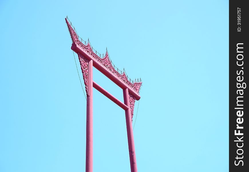 Giant swing is a historic site and symbol of Bangkok . It composes of 6 teak trees with height of about 21 meters. Giant swing is a historic site and symbol of Bangkok . It composes of 6 teak trees with height of about 21 meters.