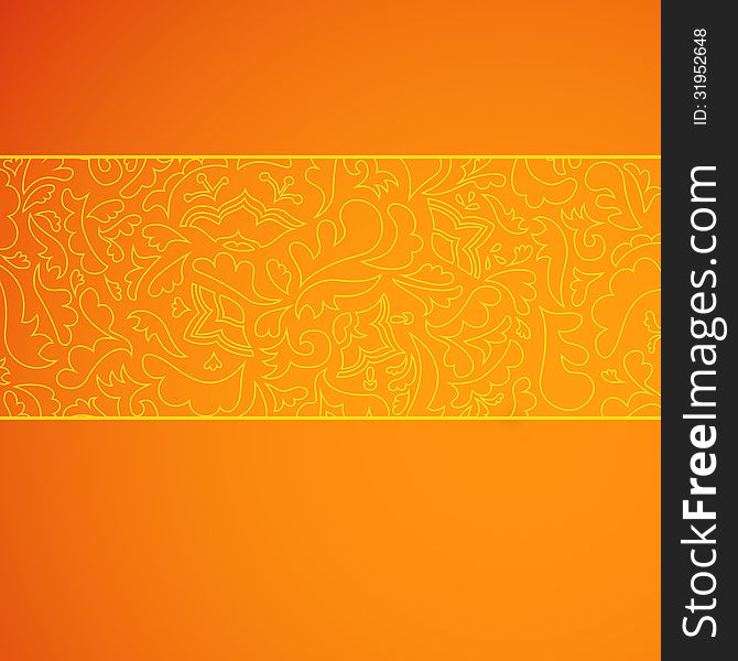 Orange floral horizontal stripe ornamental background. Vector illustration for your bright fashion design.