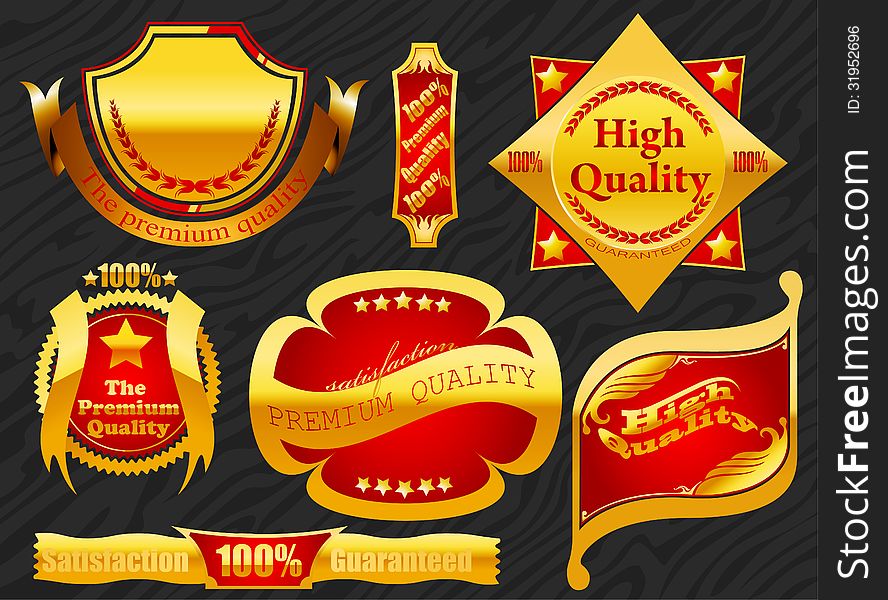 Premium label golden with banner background