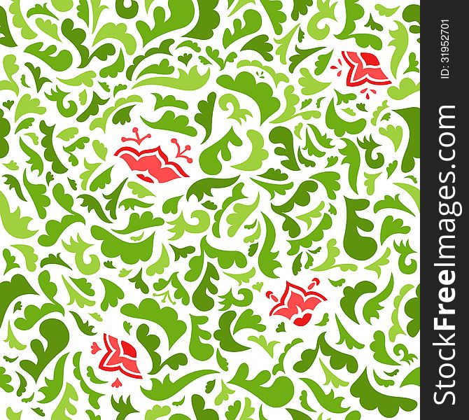 Abstract Green And Red Seamless Pattern With