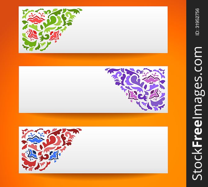 Abstract flower ornamental horizontal banners. Vector illustration for your romantic design.