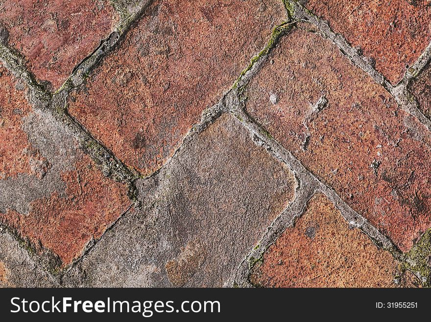 Old Medieval Brick Pavement Pattern Detail