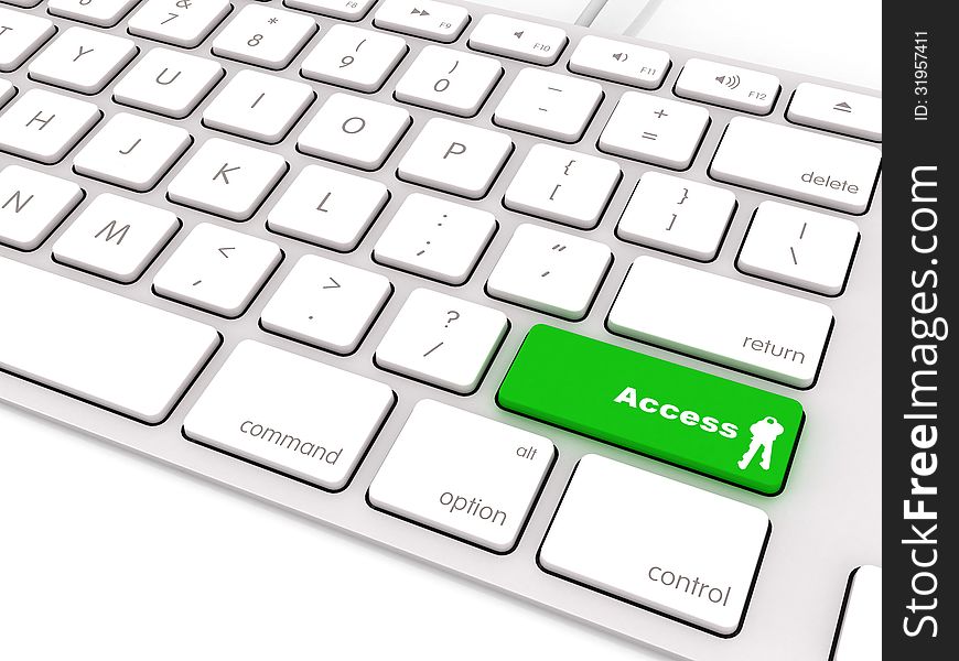 Green open access button on keyboard. Green open access button on keyboard